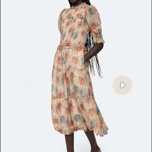 Sea New York Floral Beige and Blue Maxi Dress